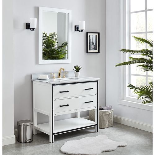 Wilora Dove White Freestanding Vanity Cabinet with Single Basin Integrated Sink