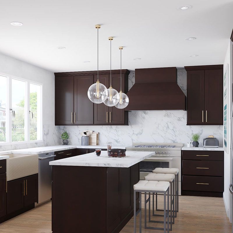 dark stained kitchen cabinets