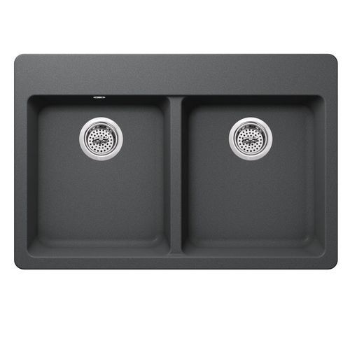 Cahaba Double Basin Dual Mount Kitchen Sink in Grey