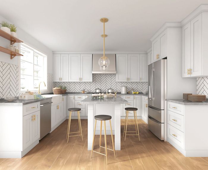 White shaker cabinets