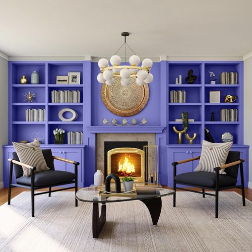 very peri pantone color of the year accent wall