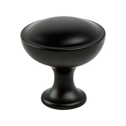 Wide Traditional Round Knob in Matte Black