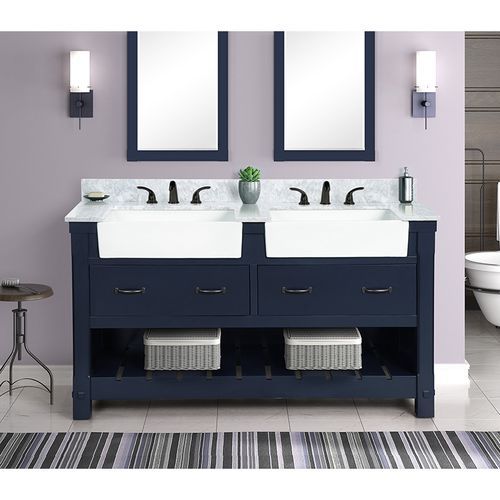 Wilora Park Navy Blue Freestanding Vanity with Double Basin