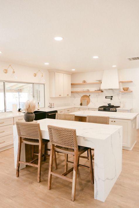 modern organic kitchen with open shelving