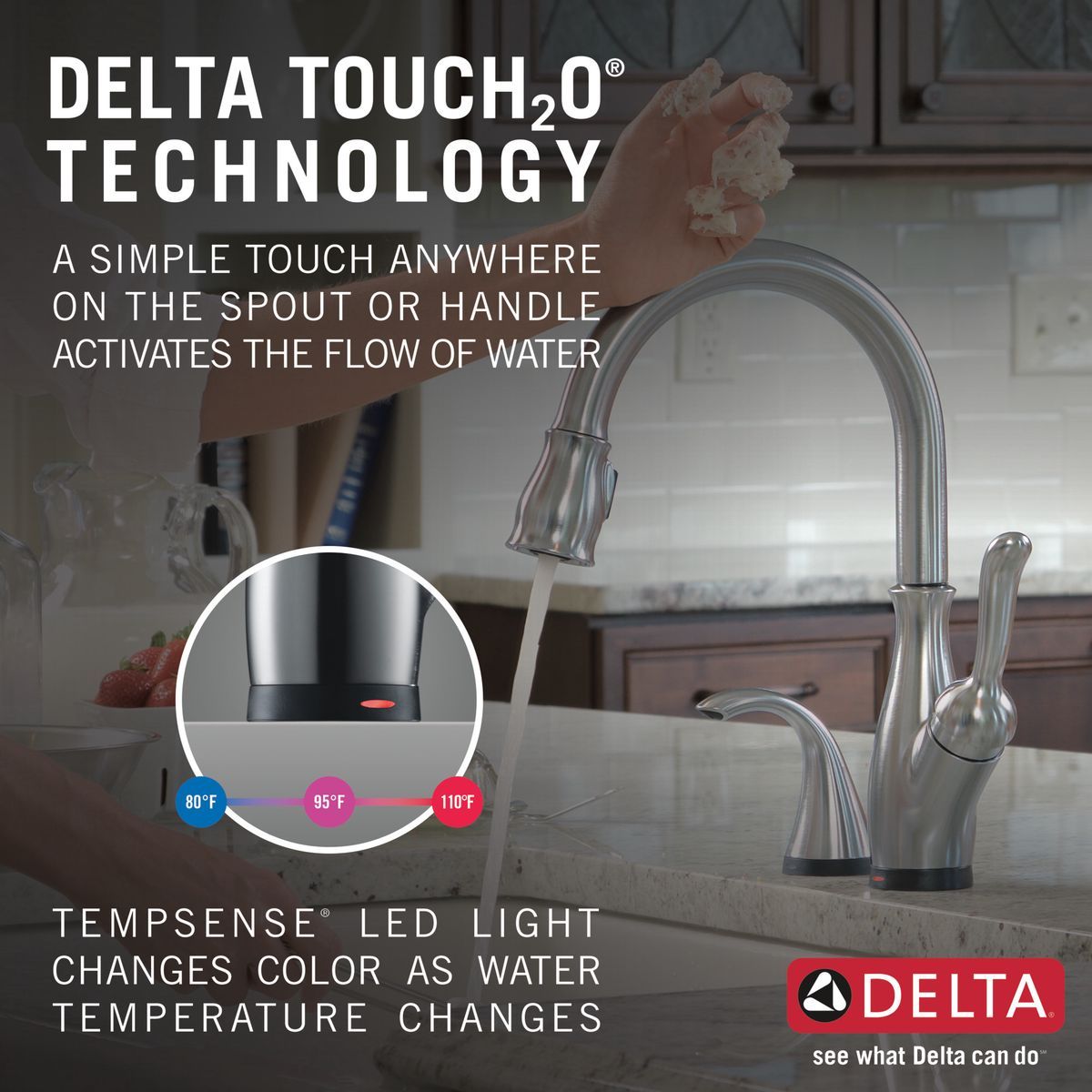 Delta Leland Voice-Activated Pull-Down Kitchen Faucet in Arctic Stainless