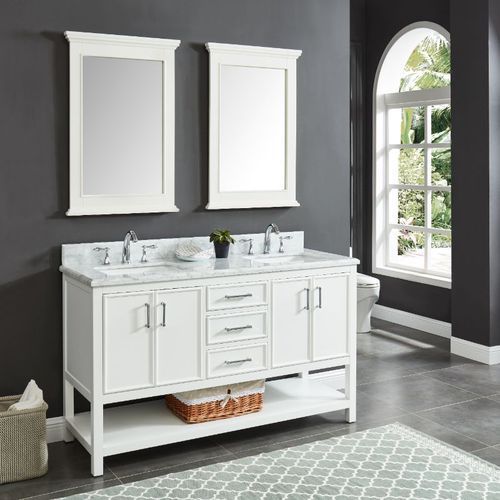 Wilora North Harbor White Freestanding Vanity with Double Basin