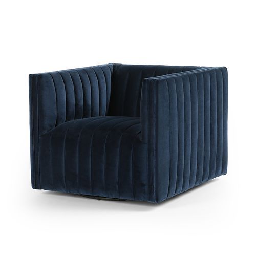 Four hands dark blue velvet chair
