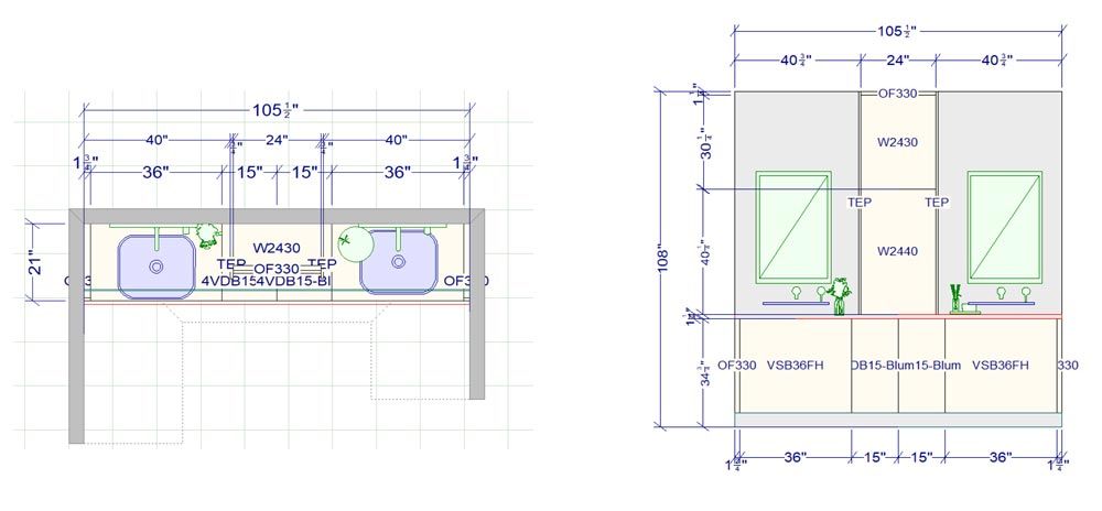 detailed bathroom cabinet layout