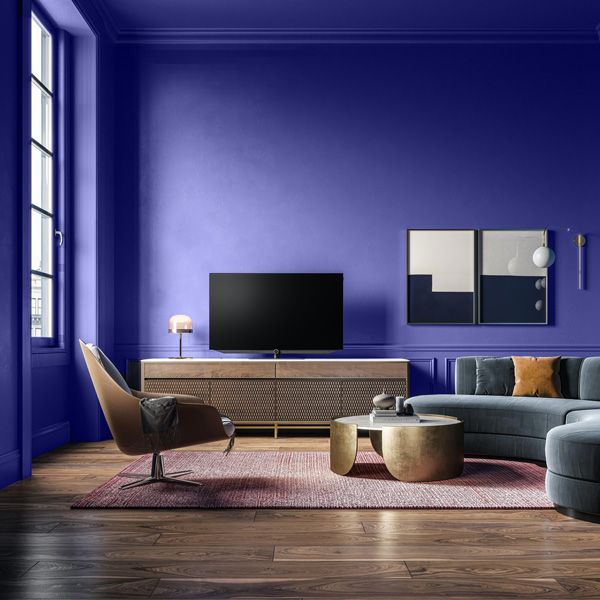 living room painted very peri pantone 2022 color of the year