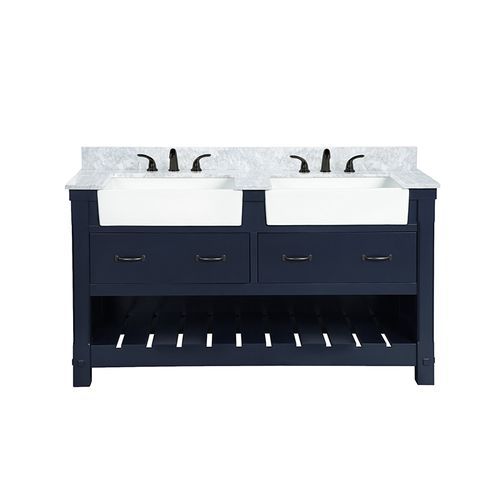 Wilora Park Navy Blue Freestanding Vanity with Double Basin