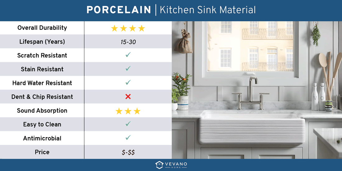 porcelain kitchen sink material