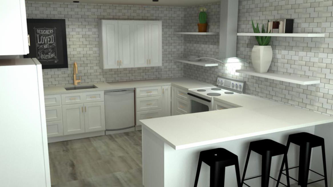 3d rendering of airbnb kitchen