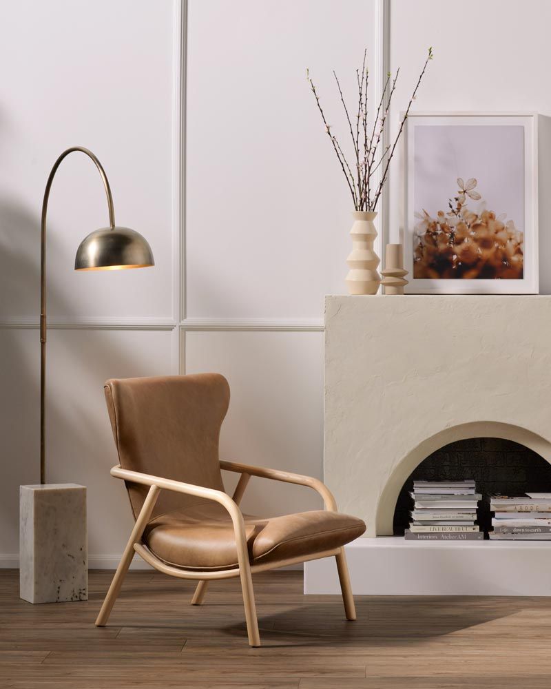 Japandi living room with lamp and chair