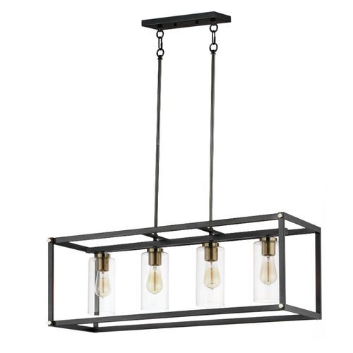 linear pendant light in antique brass