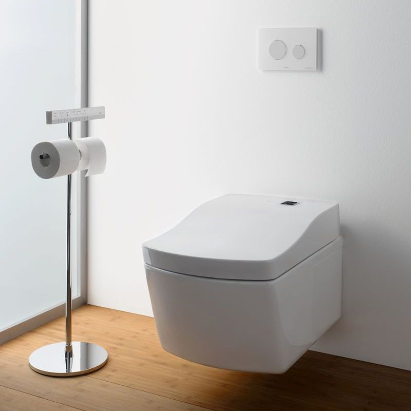 Toto  Neorest Square 0.9 gpf & 1.28 gpf Dual-Flush Wall-Hung Toilet with Washlet in Cotton White