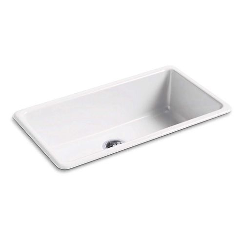 Kohler Iron Cast Iron Single Basin Dual Mount Kitchen Sink in White
