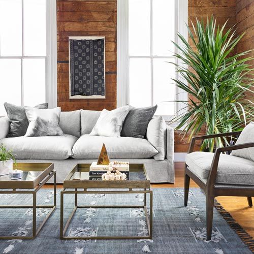rustic living room with habitat sofa