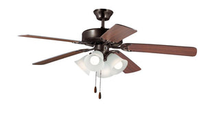 Basic-Max 52' Fandelier with 5 Blades in Oil Rubbed Bronze Walnut and Pecan - with Light Kit