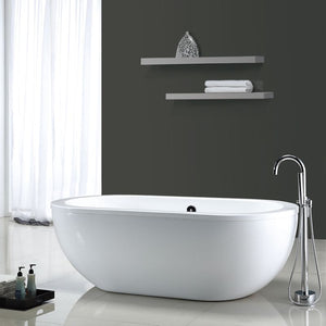 Sacha 71.25' x 33.75' x 23.25' Acrylic Freestanding Bathtub in Glossy White