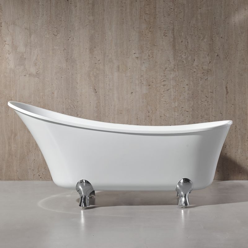 Peral 68.88' x 29.13' x 30.69' Acrylic Freestanding Bathtub in Glossy White