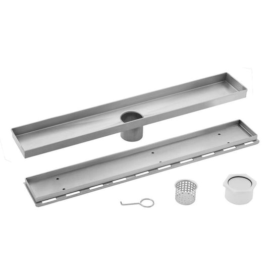 3.38" Brushed Stainless Steel Linear Drain (30" x 3.38" x 0.88") 5.4 lbs
