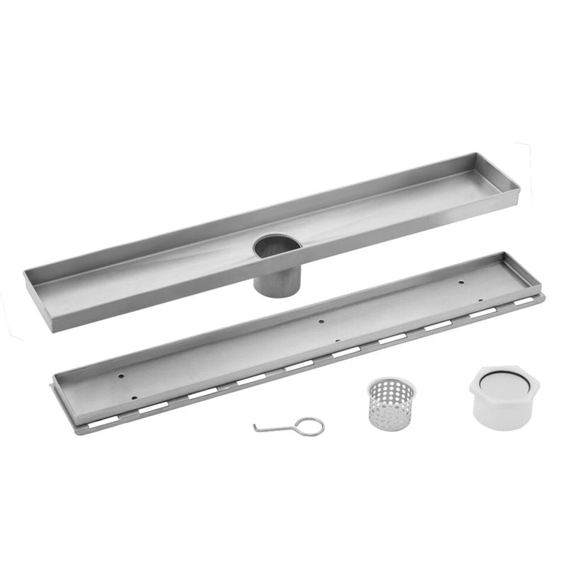 3.38' Brushed Stainless Steel Linear Drain (30' x 3.38' x 0.88') 5.4 lbs