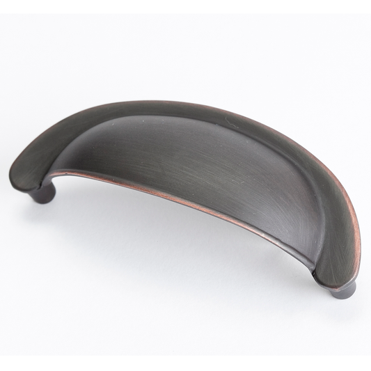 3.44" Traditional Modern Cup Pull in Rubbed Bronze