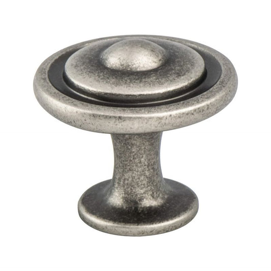 1.25" Wide Traditional Round Knob in Weathered Nickel from Advantage Plus Collection