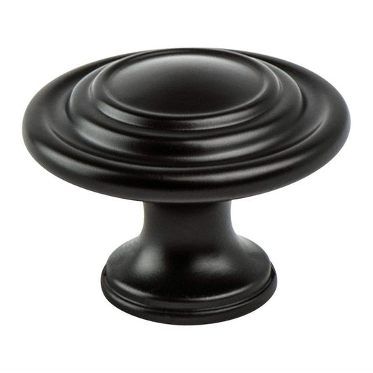 1.31" Wide Traditional Round Knob in Black from Advantage Plus Collection