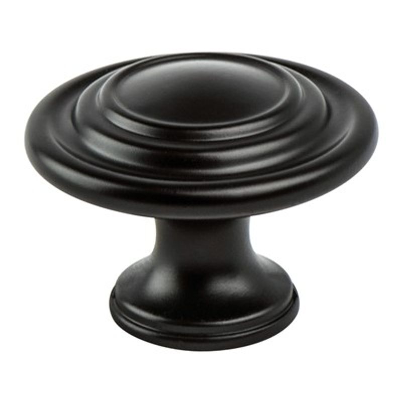 1.31' Wide Traditional Round Knob in Black from Advantage Plus Collection
