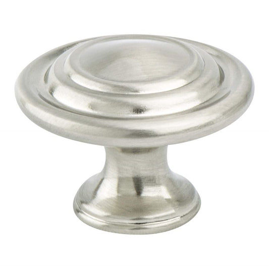 1.31" Wide Traditional Round Knob in Brushed Nickel from Advantage Plus Collection