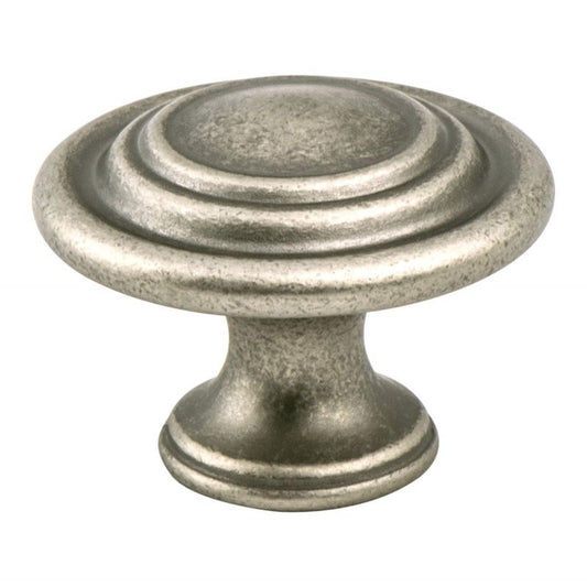 1.31" Wide Traditional Round Knob in Weathered Nickel from Advantage Plus Collection