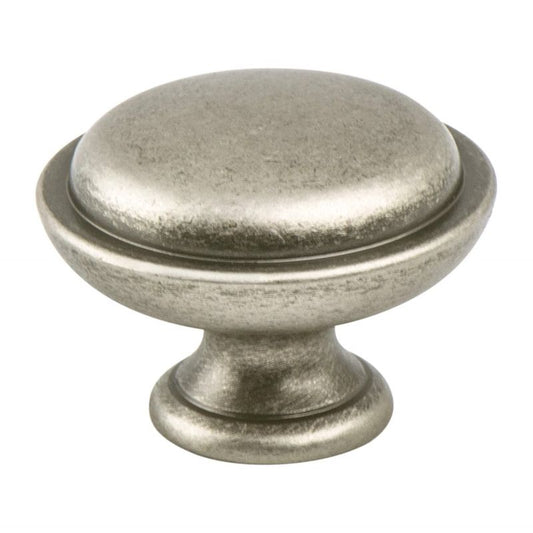 1.13" Wide Transitional Beveled Round Knob in Weathered Nickel from Advantage Plus One Collection