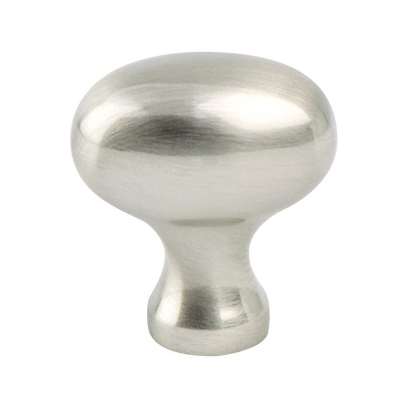 0.75' Wide Transitional Modern Classic Oval Knob in Brushed Nickel from Advantage Plus Collection