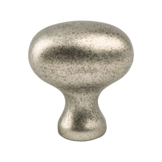 0.75" Wide Transitional Modern Classic Oval Knob in Weathered Nickel from Advantage Plus Collection