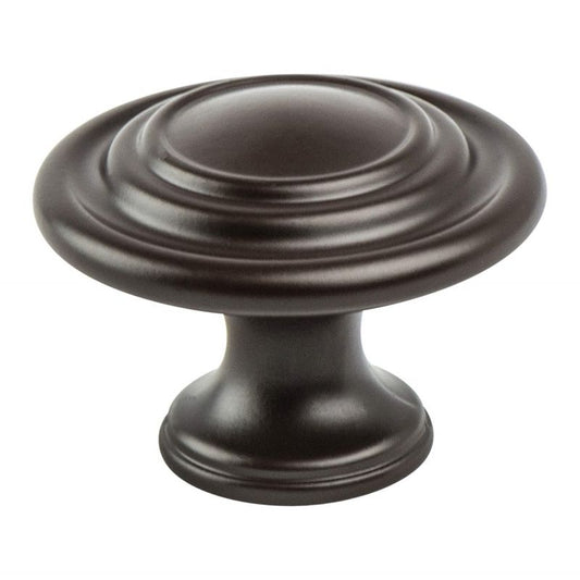 1.13" Wide Traditional Round Knob in Oil Rubbed Bronze Light from Advantage Two Collection