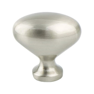 0.88' Wide Traditional Oval Knob in Brushed Nickel from American Classics Collection