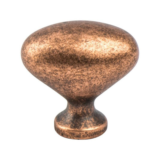 0.88" Wide Traditional Oval Knob in Weathered Copper from American Classics Collection