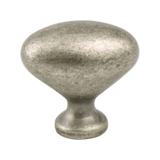 0.88" Wide Traditional Oval Knob in Weathered Nickel from American Classics Collection