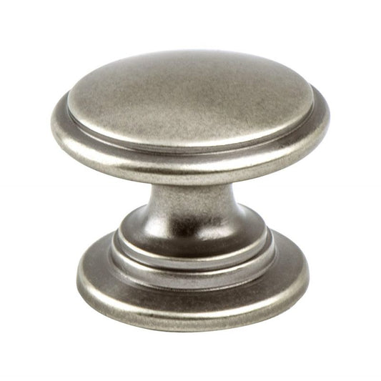 1.19" Wide Traditional Round Knob in Antique Pewter from Andante Collection