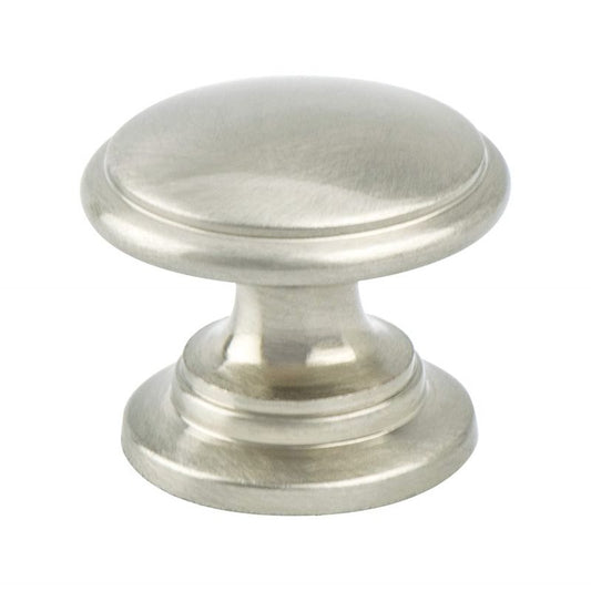 1.19" Wide Traditional Round Knob in Brushed Nickel from Andante Collection