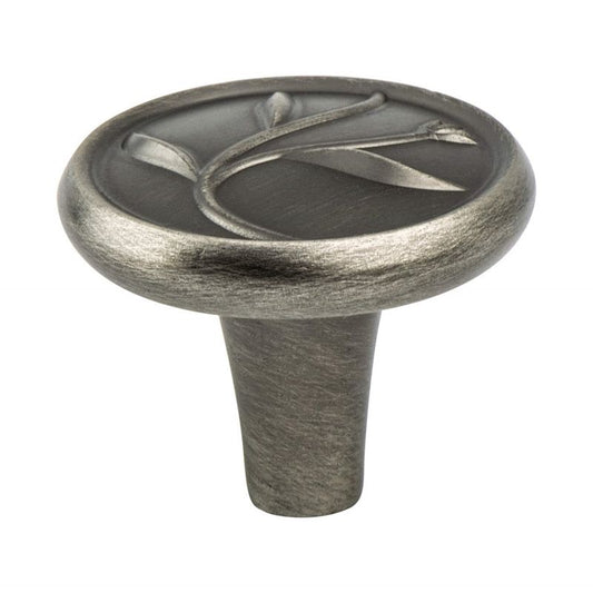 1.38" Wide Artisan Round Knob in Vintage Nickel from Art Nouveau Collection