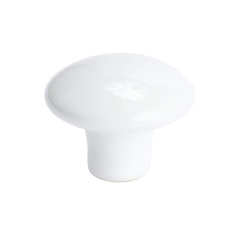 1.38' Wide Traditional Round Knob in Ceramic White