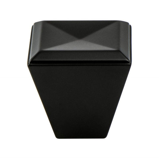 1.13" Wide Transitional Modern Square Knob in Matte Black from Connections Collection