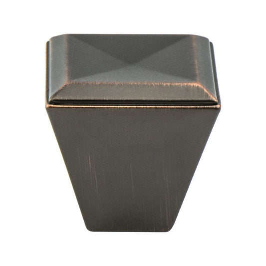 1.13" Wide Transitional Modern Square Knob in Verona Bronze from Connections Collection