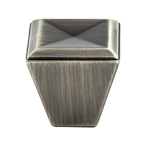 1.13' Wide Transitional Modern Square Knob in Vintage Nickel from Connections Collection