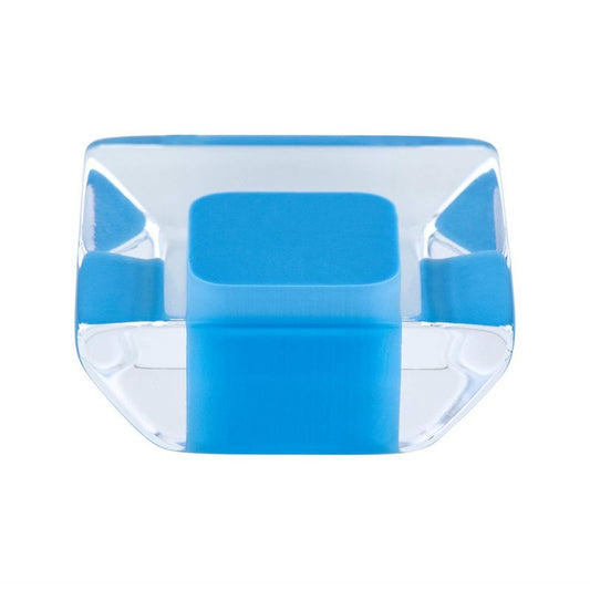1.31" Wide Contemporary Square Knob in Transparent Blue from Core Collection