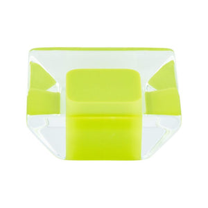 1.31' Wide Contemporary Square Knob in Transparent Lime from Core Collection