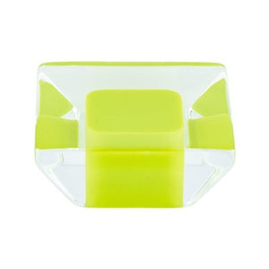 1.31' Wide Contemporary Square Knob in Transparent Lime from Core Collection