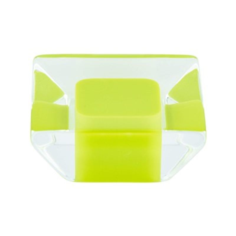 1.31' Wide Contemporary Square Knob in Transparent Lime from Core Collection